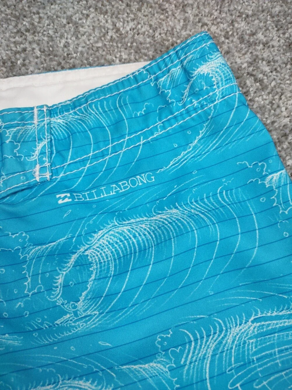 Billabong Boardshorts Men 29 Blue Ocean Wave Beer Stained Beach Volleyball Pong